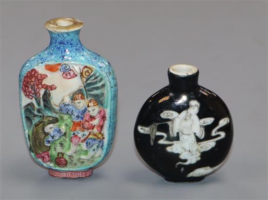 Two 19th century Chinese porcelain snuff bottles